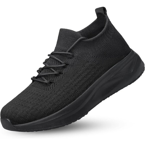Men's Comfort Casual Running Walking Slip OnSneakers All Black Shoes
